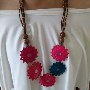 Handmade Natural Statement Necklace multi-color